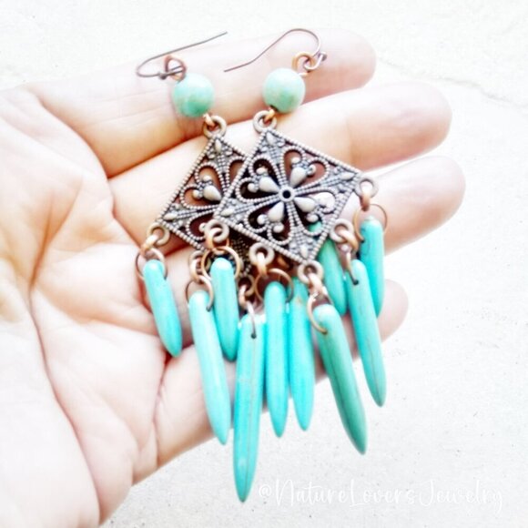 Extra Large Dangle Earrings! Coastal Cowgirl ~ SouthWestern ~ Boho Chandeliers - Picture 1 of 7